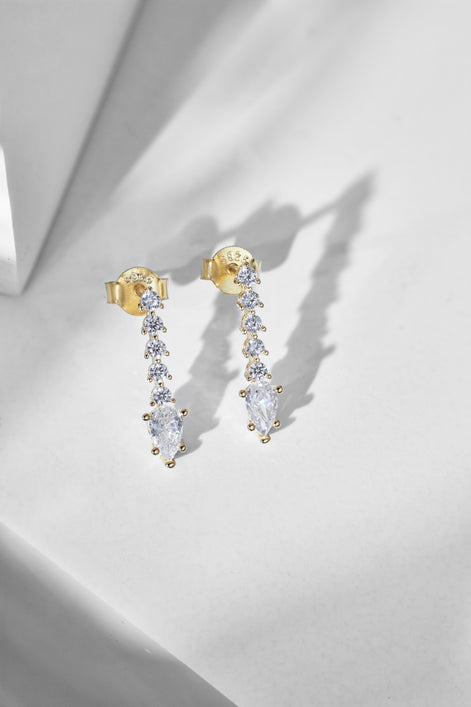 Earrings made of 925 silver gold-plated with zirconia stones