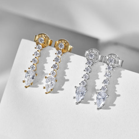 Earrings made of 925 silver gold-plated with zirconia stones