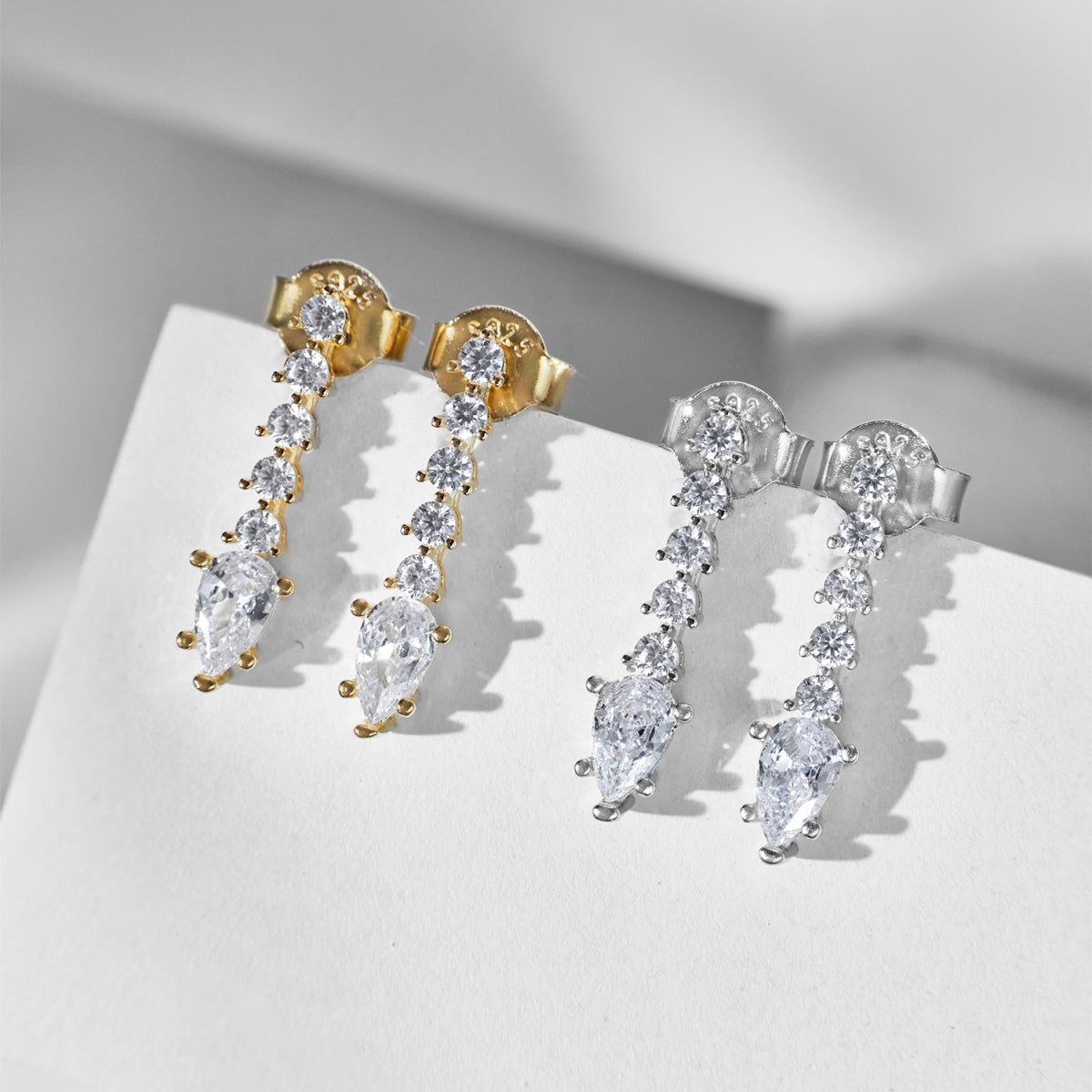Earrings made of 925 silver gold-plated with zirconia stones