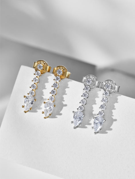 Earrings made of 925 silver gold-plated with zirconia stones