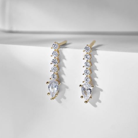 Earrings made of 925 silver gold-plated with zirconia stones