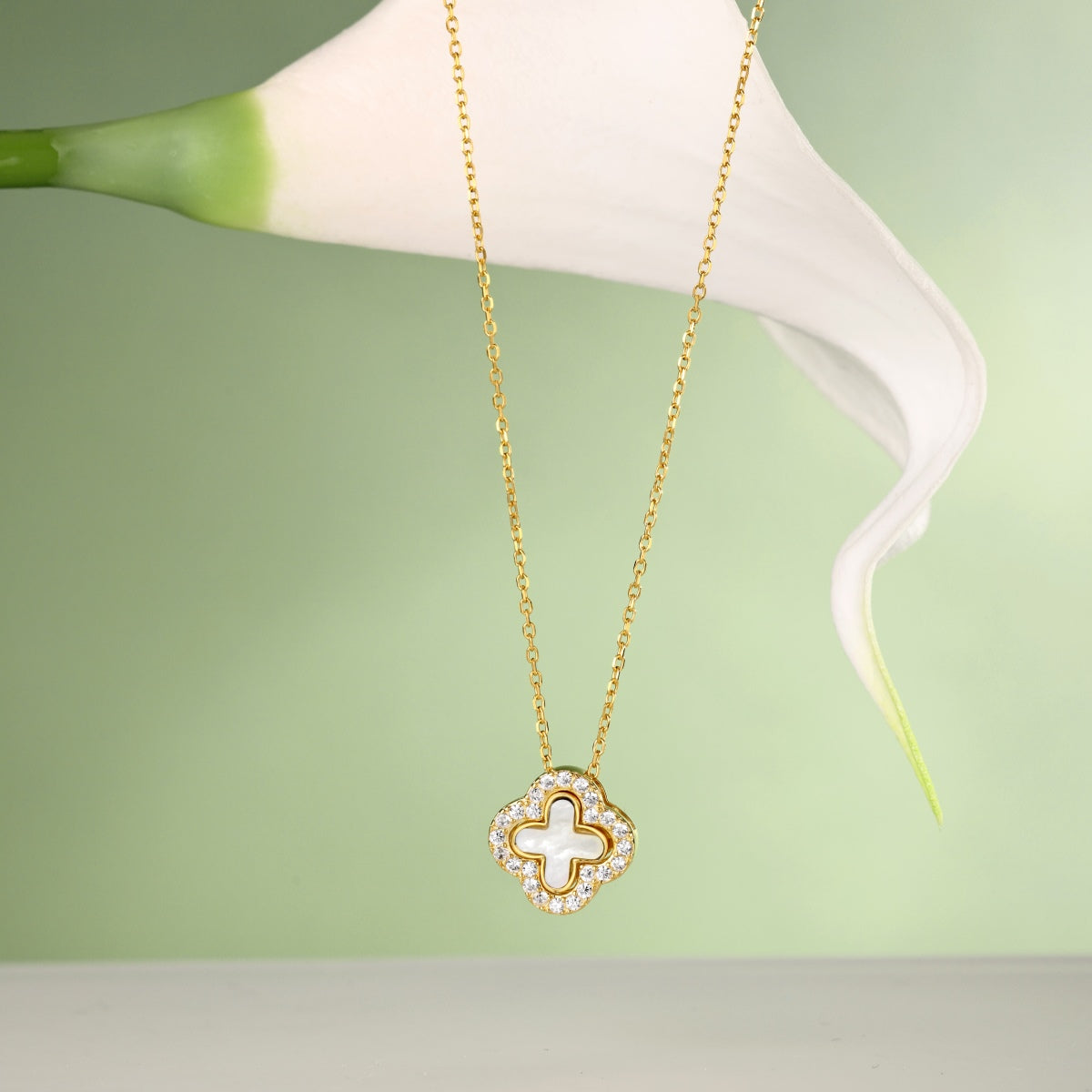 Exclusive 2 in 1 chain 925 silver, 18K gold plated with sparkling zirconia stones