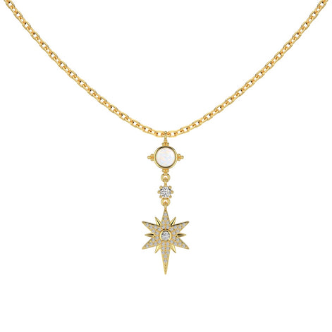 18K gold-plated chain made of 925 sterling silver with opal and zirconia pendants