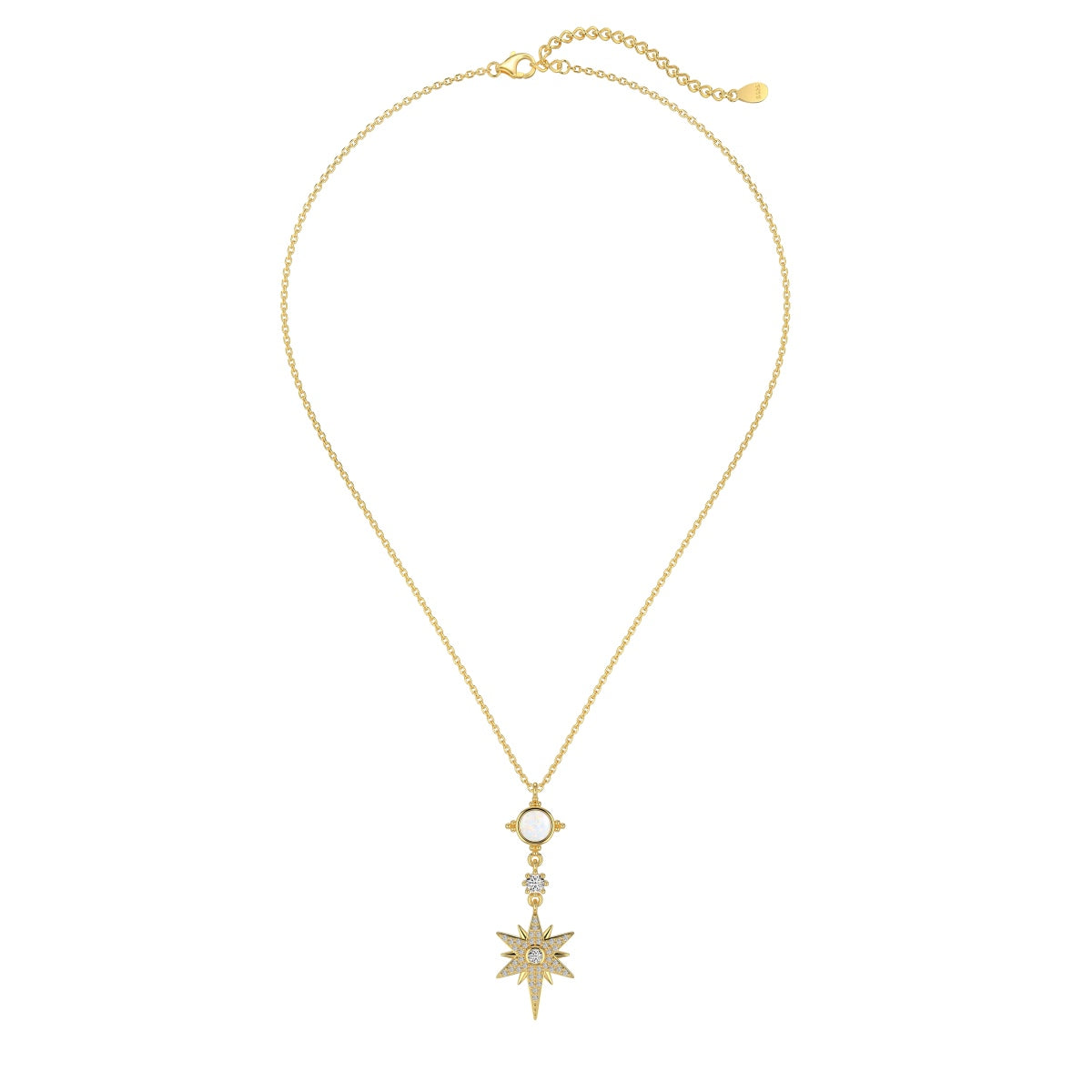 18K gold-plated chain made of 925 sterling silver with opal and zirconia pendants