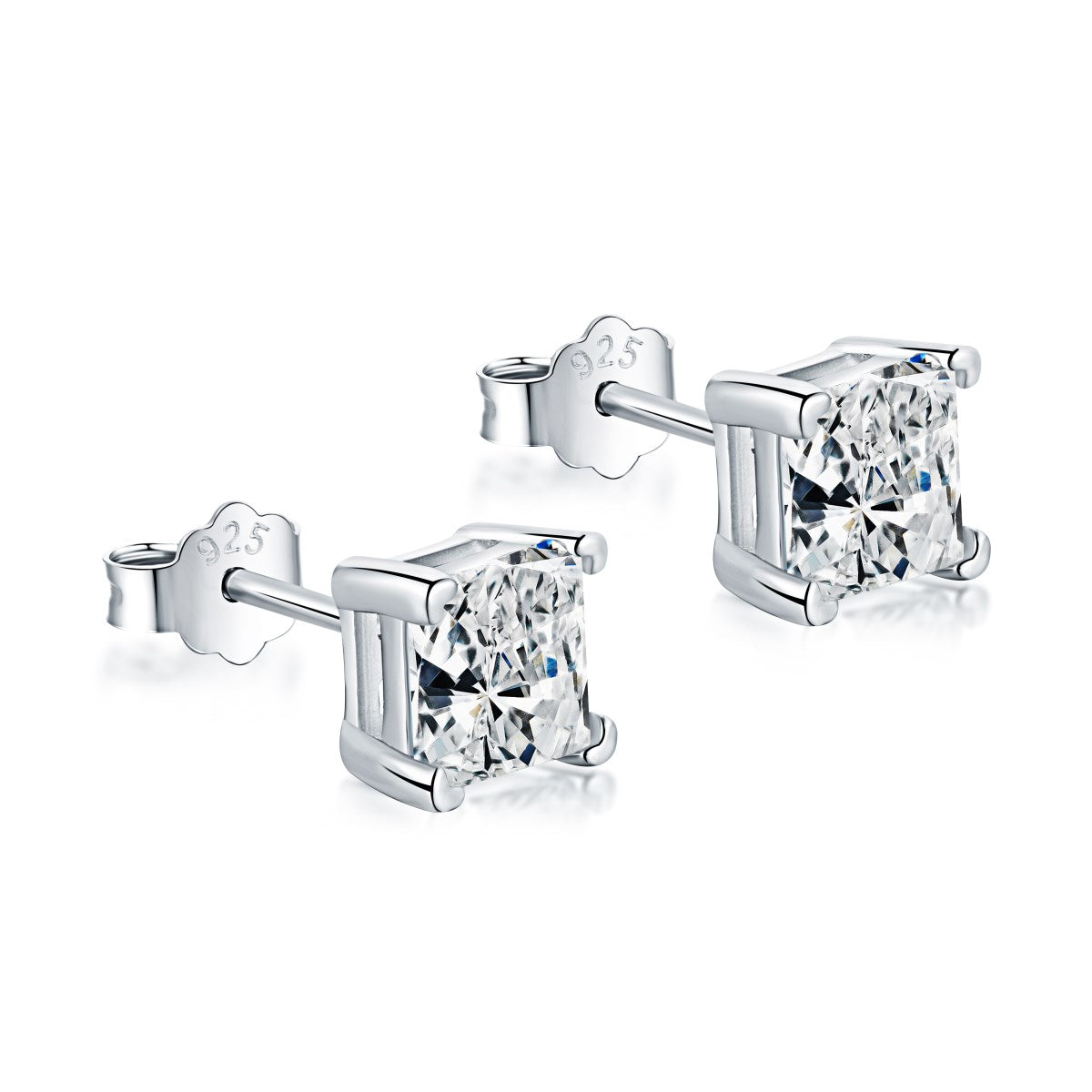 Stud earrings 925 Sterling Silver - Square Zirconia