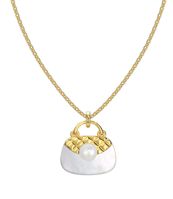 925 silver chain with handbag pendant 18K gold-plated