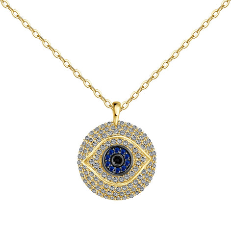 Necklace with eye pendant – 18K gold-plated &amp; set with zirconia