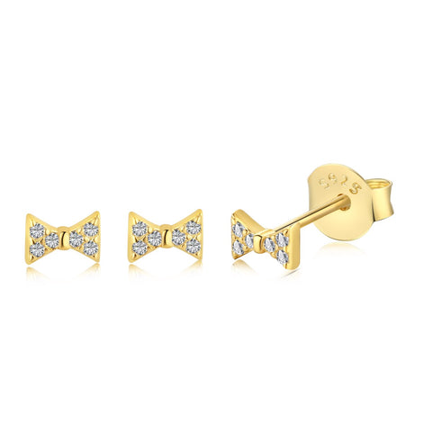 18K gold-plated ear stud set - Ear Stacking Trio "Bow Collection"