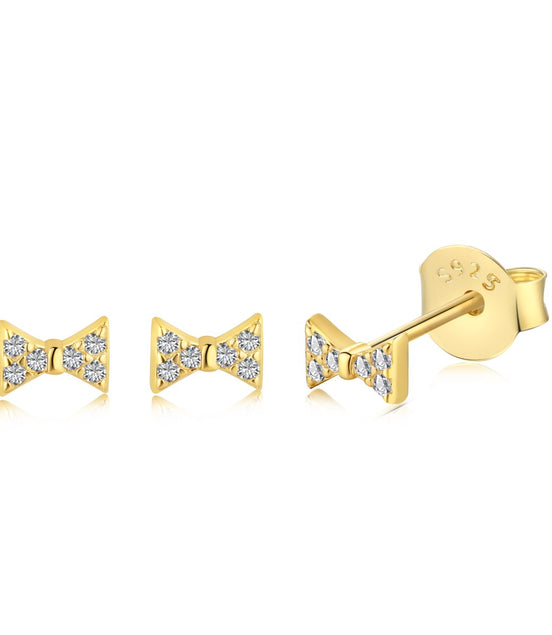 18K gold-plated ear stud set - Ear Stacking Trio "Bow Collection"
