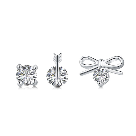 Stud earrings set 925 sterling silver - Ear Stacking Trio "Romantic"