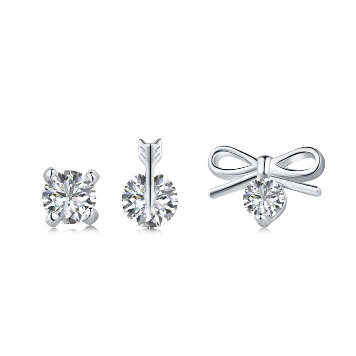 Stud earrings set 925 sterling silver - Ear Stacking Trio "Romantic"