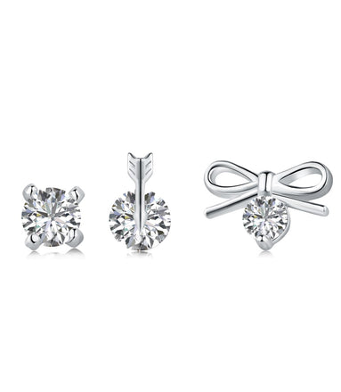 Stud earrings set 925 sterling silver - Ear Stacking Trio "Romantic"