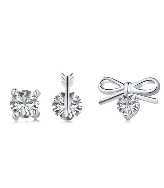 Stud earrings set 925 sterling silver - Ear Stacking Trio "Romantic"