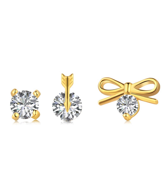 18K gold-plated earring set - Ear Stacking Trio "Romantic"