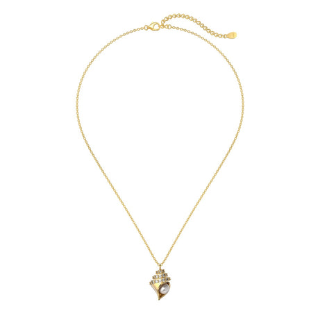 18K gold-plated chain made of 925 sterling silver with shell pendant &amp; pearl