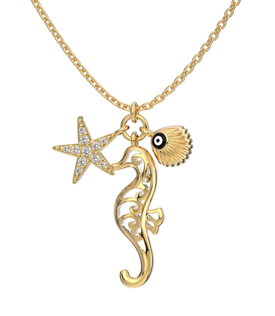 18K gold-plated chain made of 925 sterling silver with maritime pendants