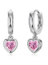 Heart Hoop Earrings 925 Sterling Silver Pink Zirconia Stone