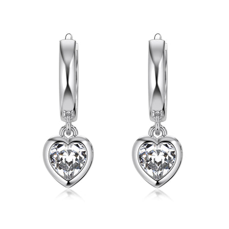 Heart earrings 925 silver gold-plated zirconia stone