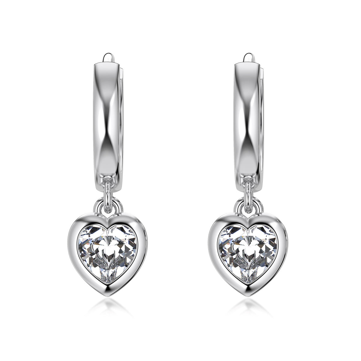 Heart earrings 925 silver gold-plated zirconia stone