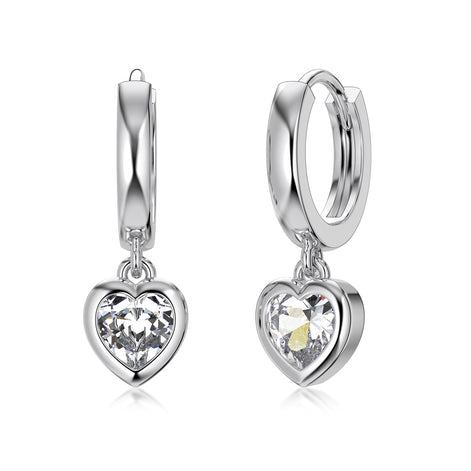 Heart earrings 925 silver gold-plated zirconia stone
