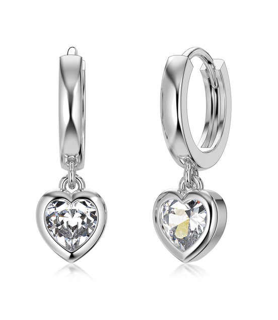 Heart earrings 925 silver gold-plated zirconia stone