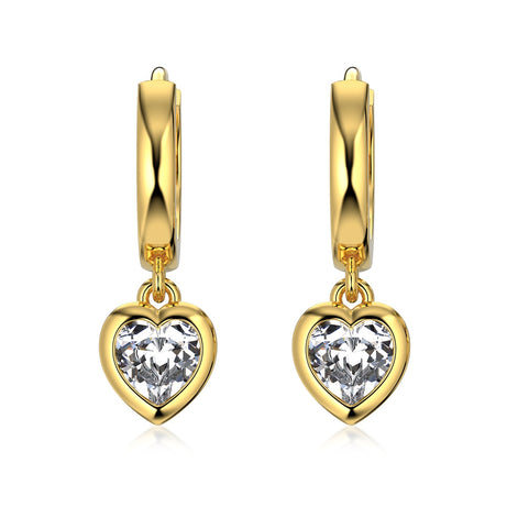 Heart earrings 925 silver gold-plated zirconia stone
