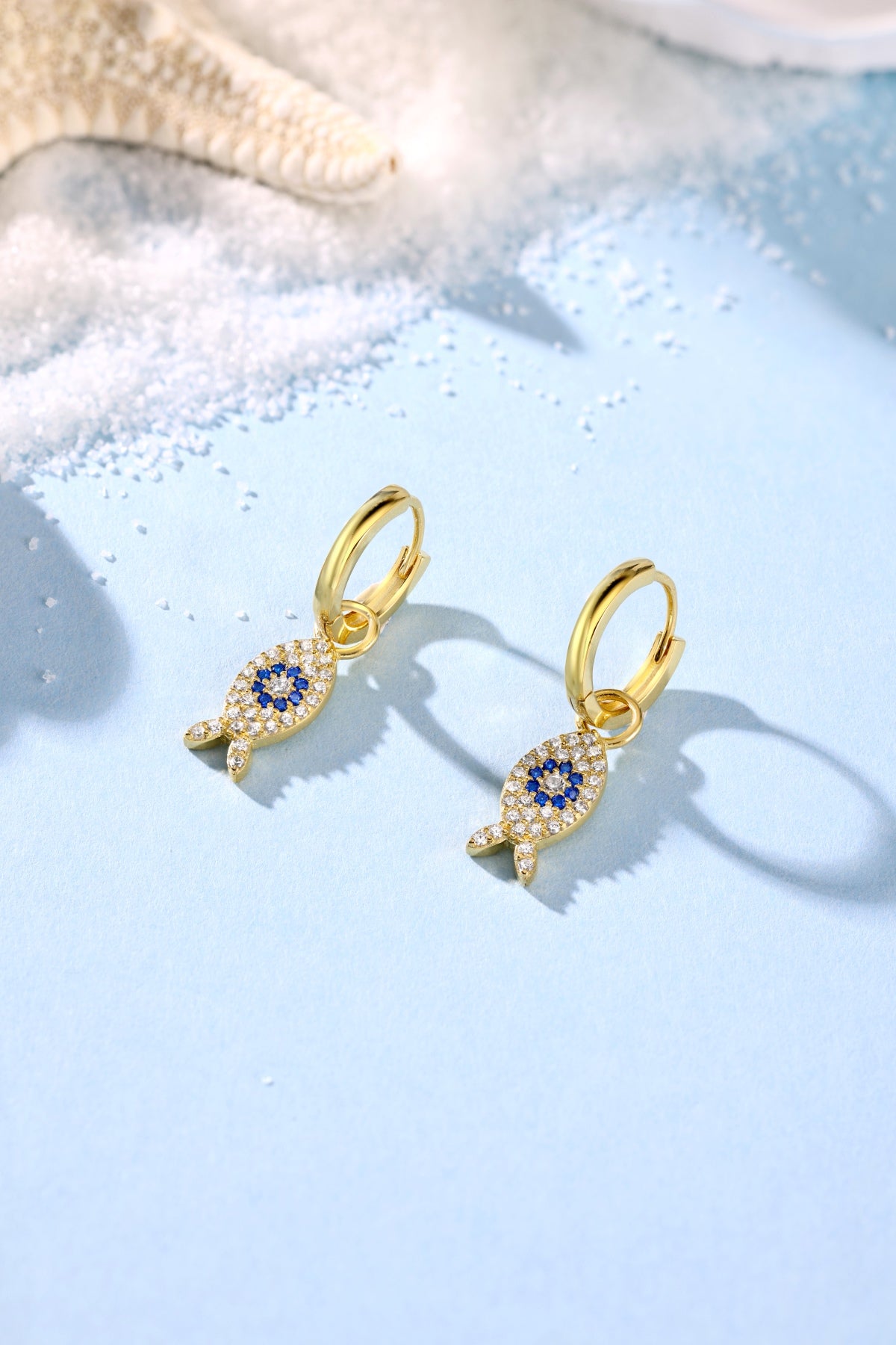 Fish earrings/earrings 925 silver gold-plated