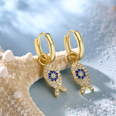 Fish earrings/earrings 925 silver gold-plated