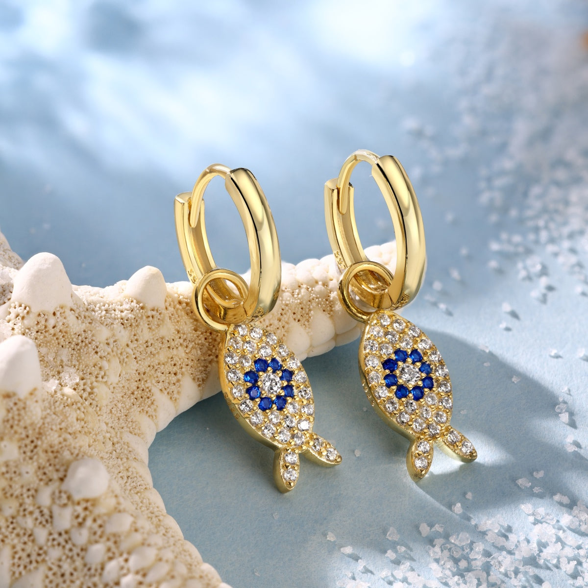 Fish earrings/earrings 925 silver gold-plated