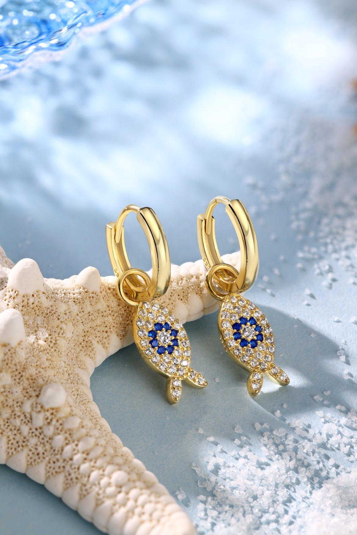 Fish earrings/earrings 925 silver gold-plated