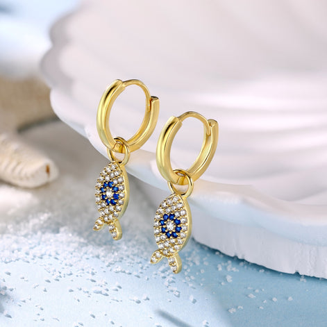 Fish earrings/earrings 925 silver gold-plated