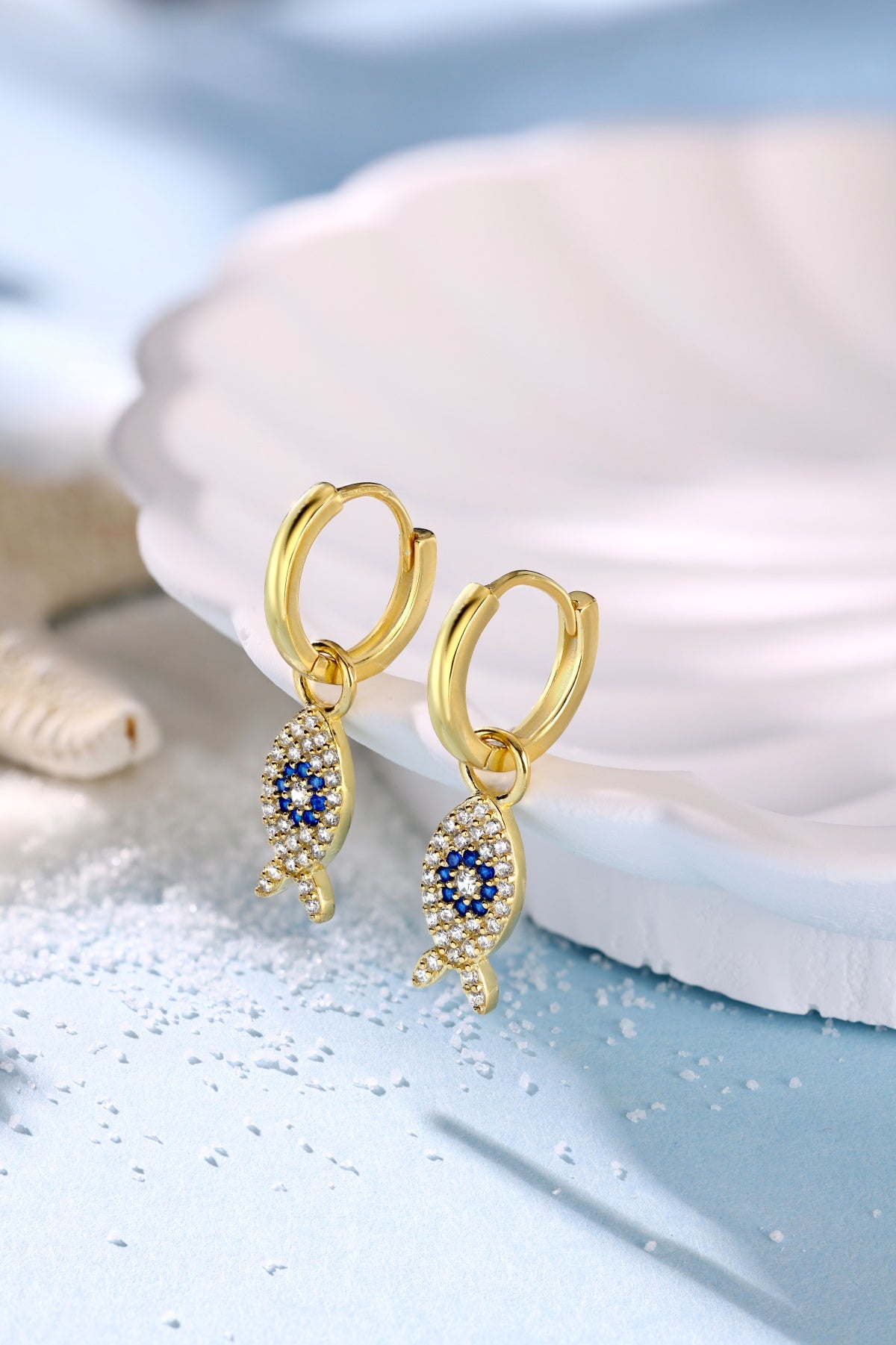 Fish earrings/earrings 925 silver gold-plated