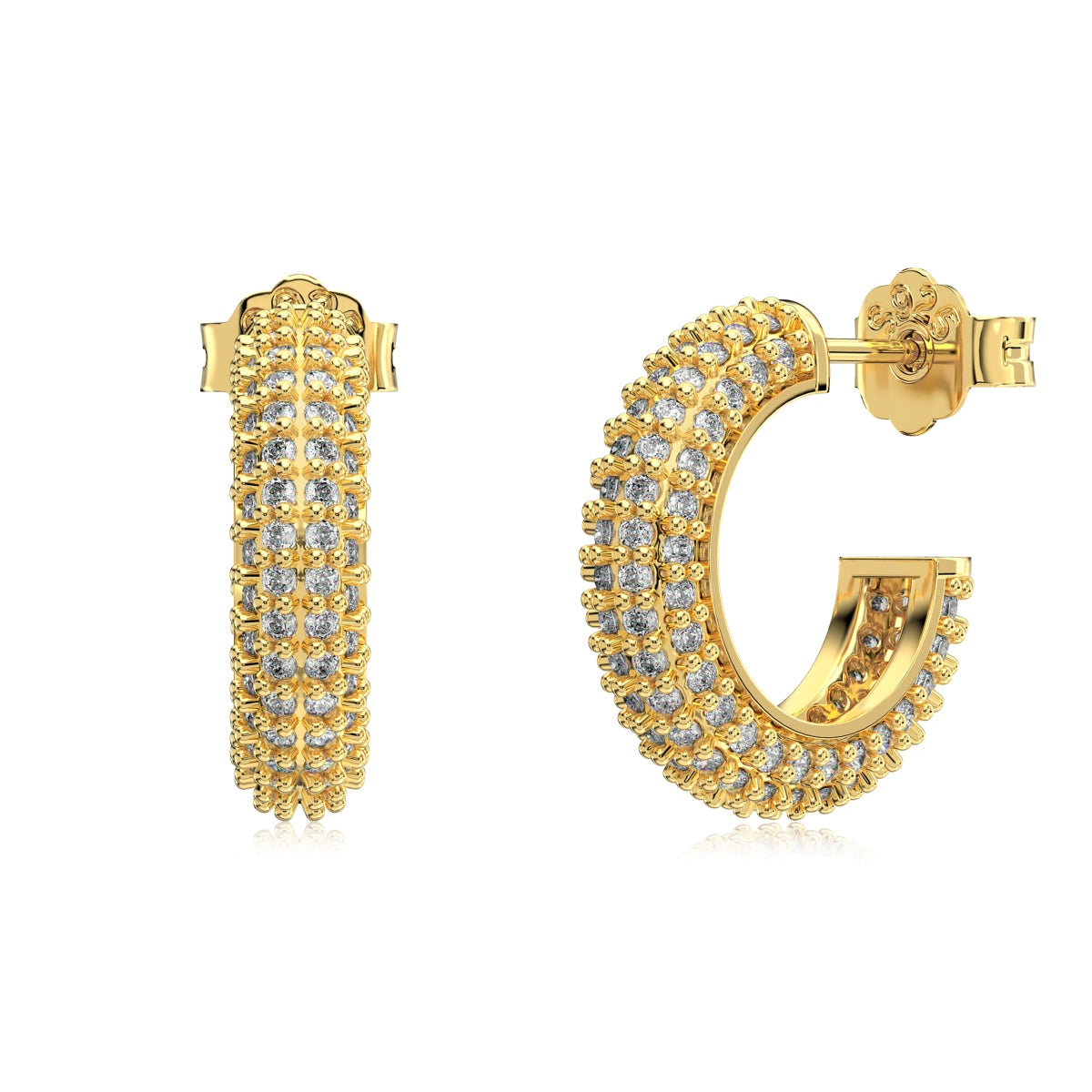 Hoop earrings made of 925 silver – 18K gold-plated, 9 mm/ 15 mm