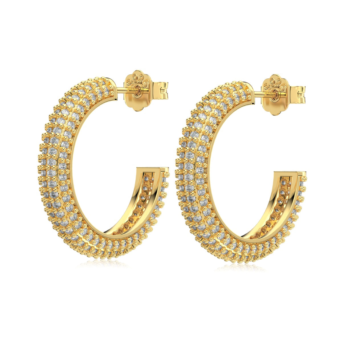 Hoop earrings made of 925 silver – 18K gold-plated, 9 mm/ 15 mm