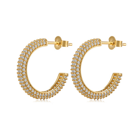 Hoop earrings made of 925 silver – 18K gold-plated, 9 mm/ 15 mm