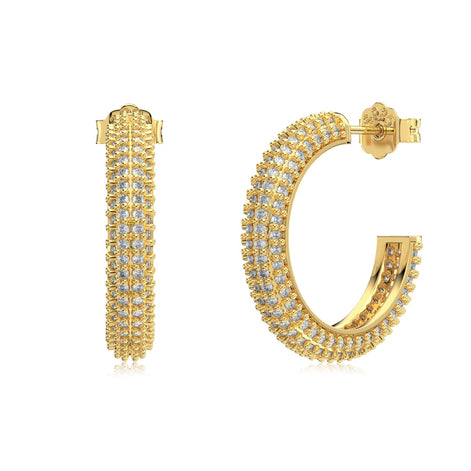 Hoop earrings made of 925 silver – 18K gold-plated, 9 mm/ 15 mm