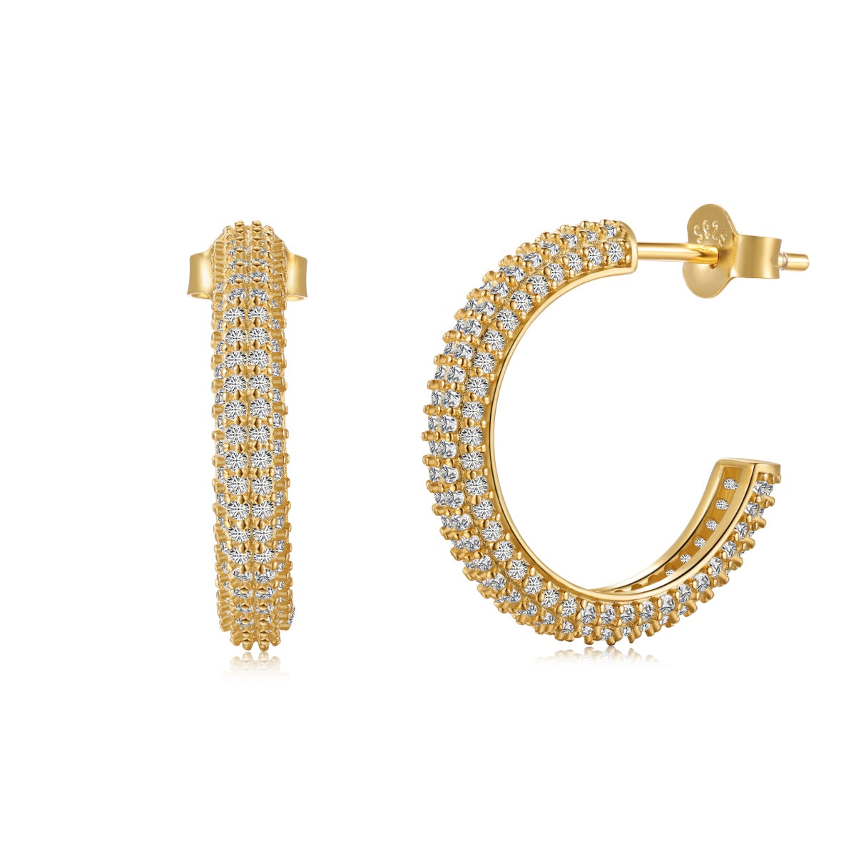 Hoop earrings made of 925 silver – 18K gold-plated, 9 mm/ 15 mm