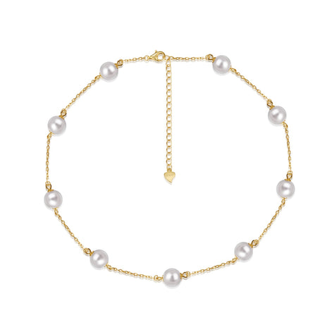 18K gold-plated chain made of 925 sterling silver with real pearls
