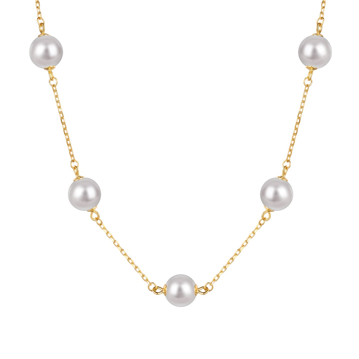 18K gold-plated chain made of 925 sterling silver with real pearls
