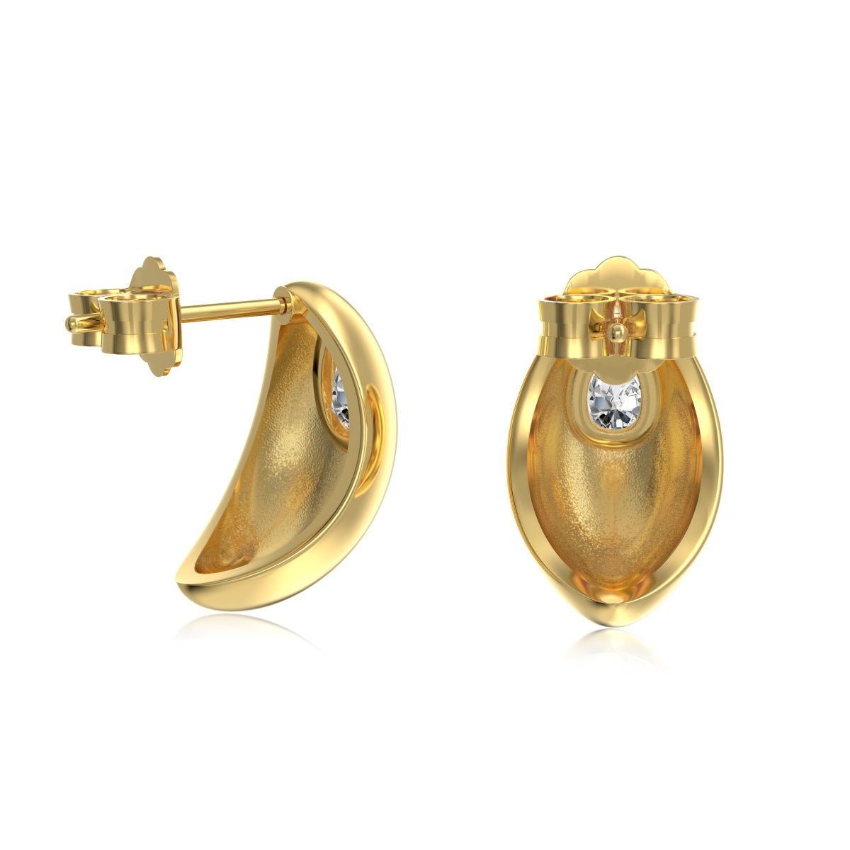 Elegant stud earrings made of 925 silver - 18K gold-plated with zirconia