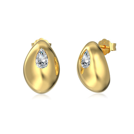 Elegant stud earrings made of 925 silver - 18K gold-plated with zirconia