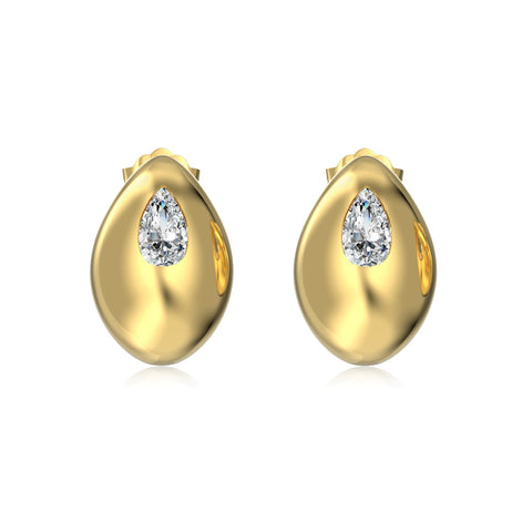 Elegant stud earrings made of 925 silver - 18K gold-plated with zirconia