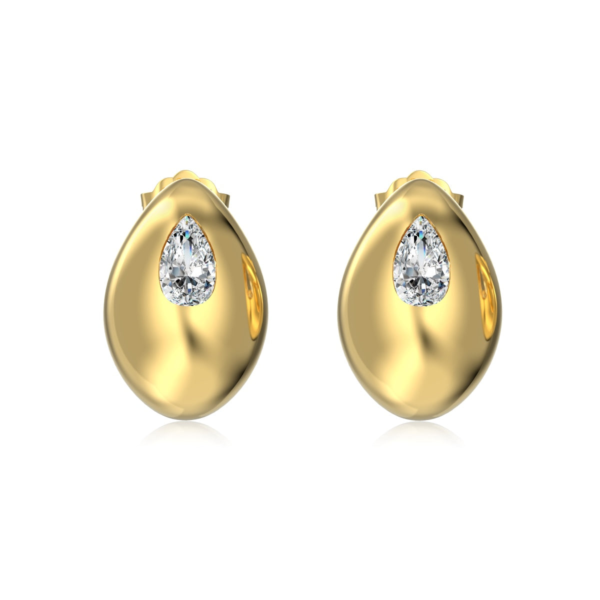 Elegant stud earrings made of 925 silver - 18K gold-plated with zirconia