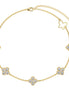 Anklet 18K gold-plated with 5x clover pendants &amp; sparkling zirconia stones
