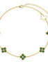 Anklet 18K gold-plated with 5x clover pendants &amp; green zirconia stones