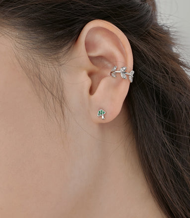 Mushroom/mushroom stud earrings 925 silver with green zirconia stones