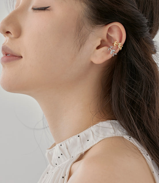 Ear clip made of 925 silver with zirconia stones 18K gold-plated