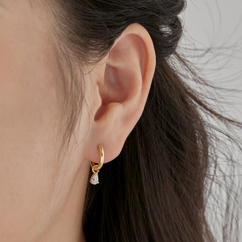 Hoop earrings made of 925 sterling silver gold-plated with zirconia