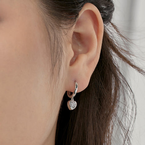 Heart earrings 925 silver gold-plated zirconia stone