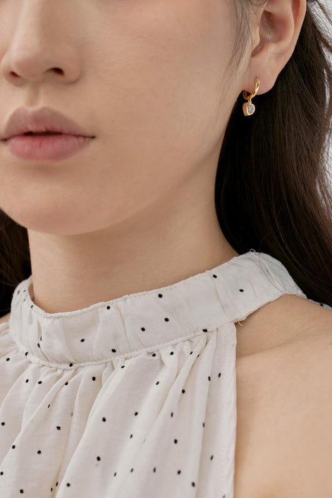 Heart earrings 925 silver gold-plated zirconia stone